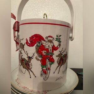 Vintage lord and Taylor Santa Claus Holiday ice bucket